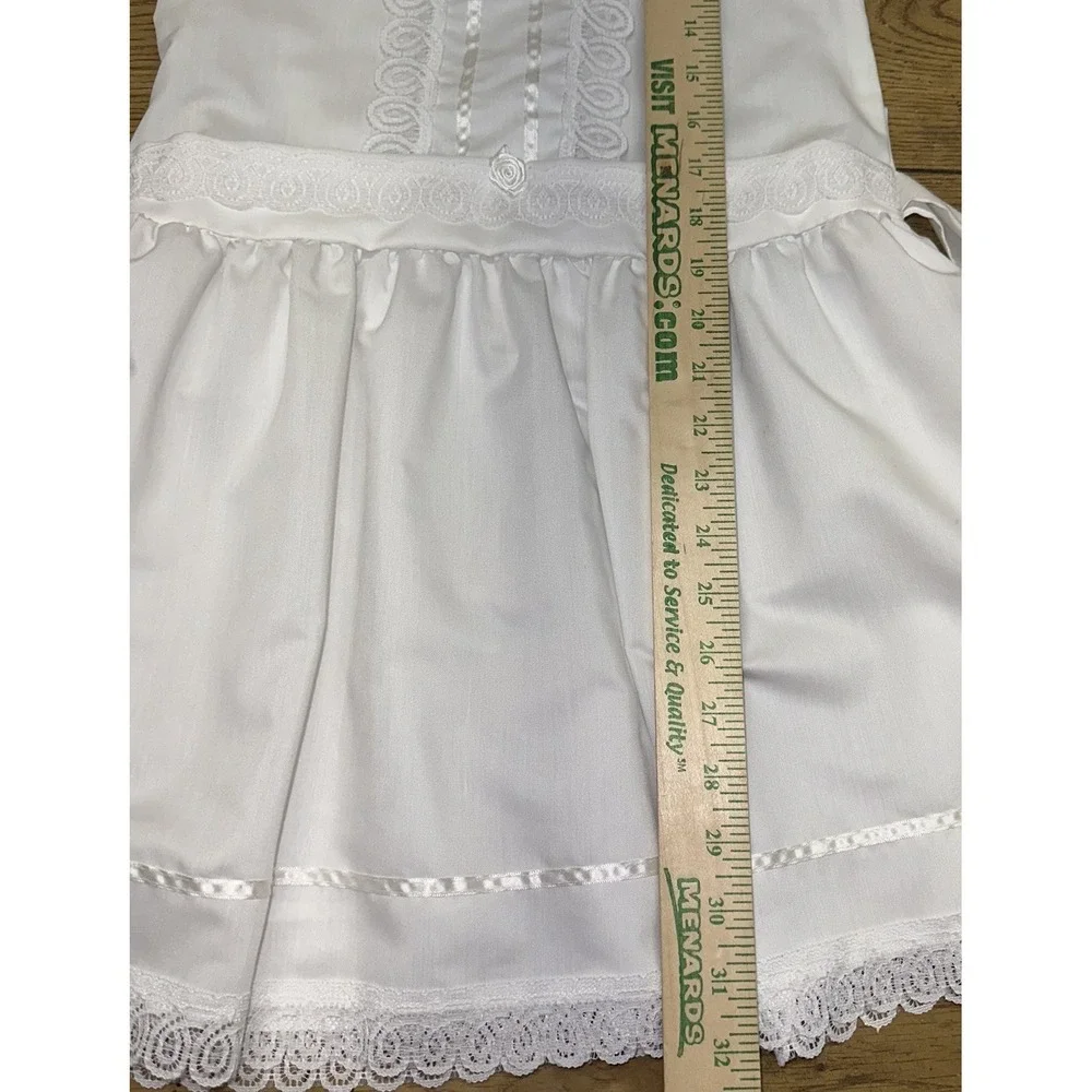Vtg 80's Jo Lene White Lace Bib Cotton Blend Dress Prairie Puff Sleeves Girls 10